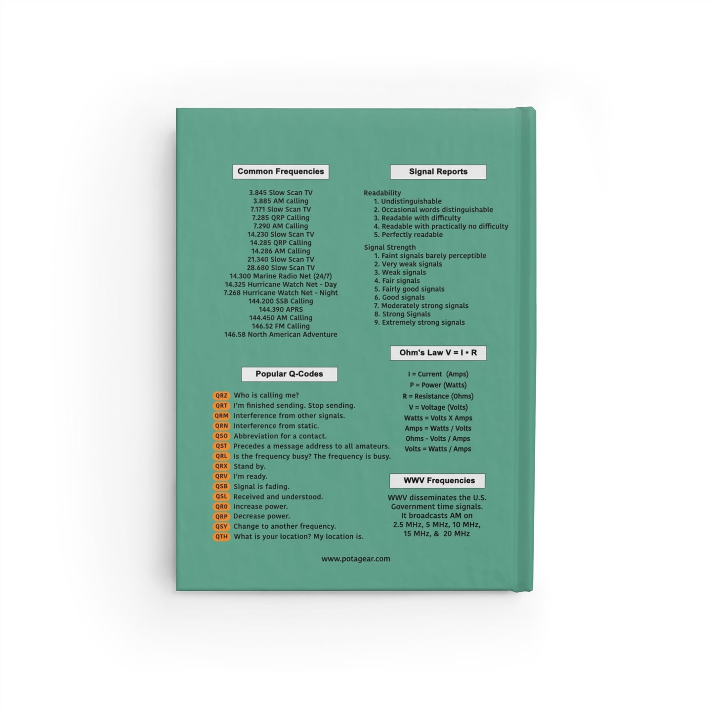 Hardcover Quick Ham Radio Reference Operating Journal, Amateur Radio Log Book, Parks On The Air Edition