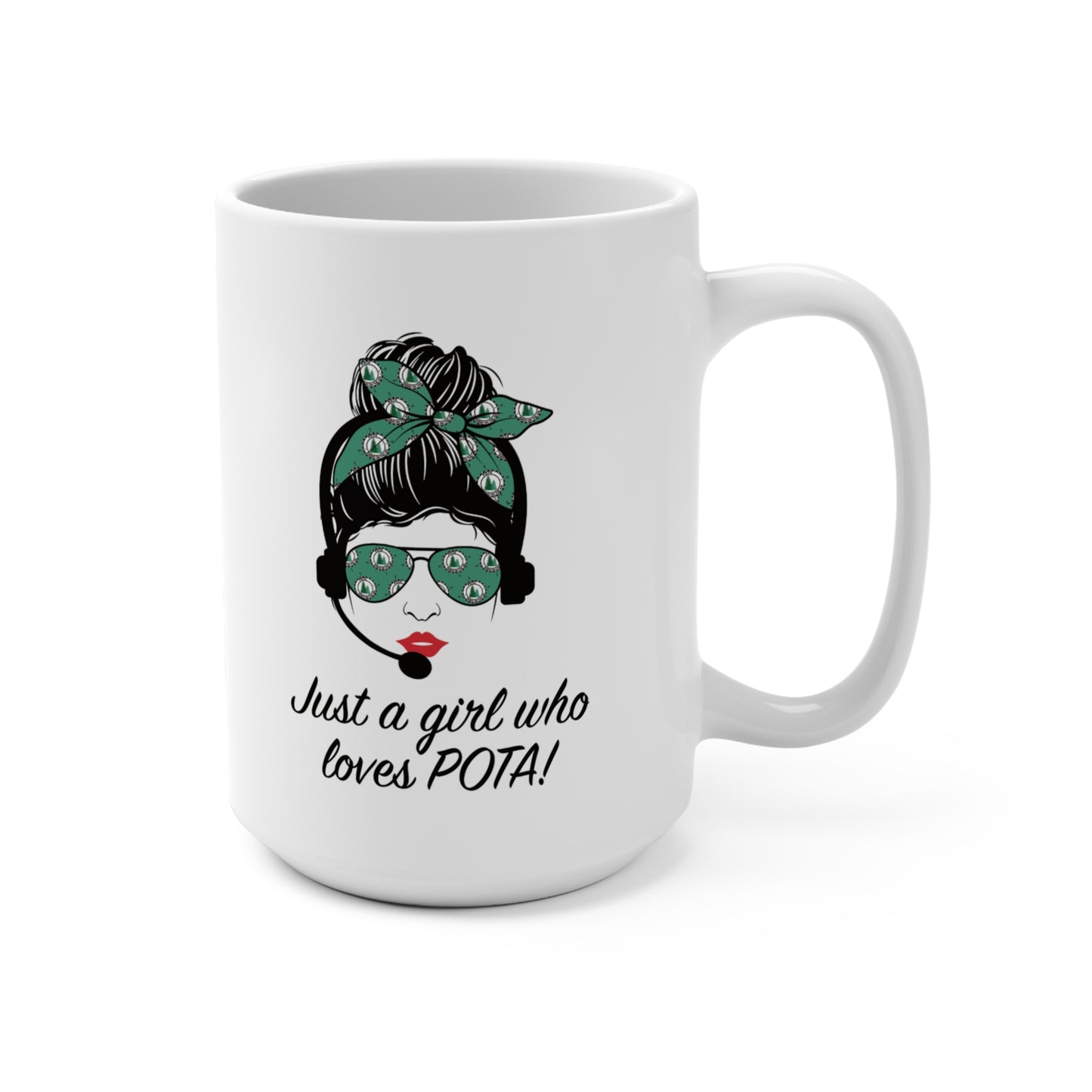 Mug 15oz Just a Girl who loves POTA Coffee Mug for Parks On The Air Ham Radio