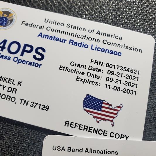 Full-Color Ham Radio License Reference Card - Plastic Wallet Card (PVC)