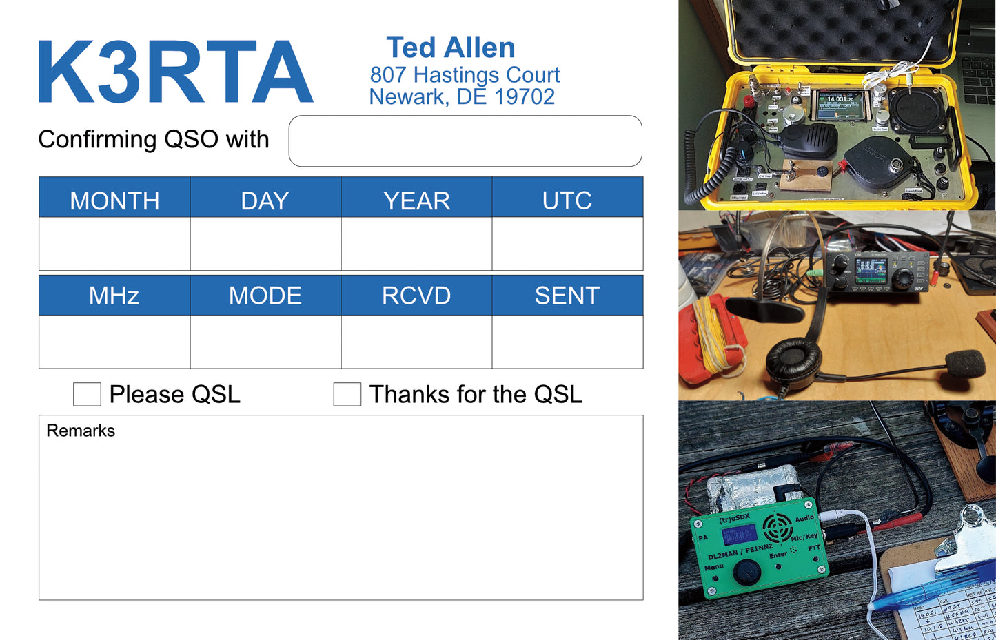 Double Sided QSL Cards