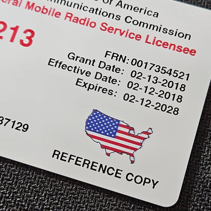 Full-Color GMRS License Reference Card - Plastic Wallet Card (PVC)