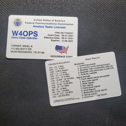 Full-Color Ham Radio License Reference Card - Plastic Wallet Card (PVC)