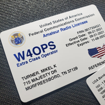 Full-Color Ham Radio License Reference Card - Plastic Wallet Card (PVC)